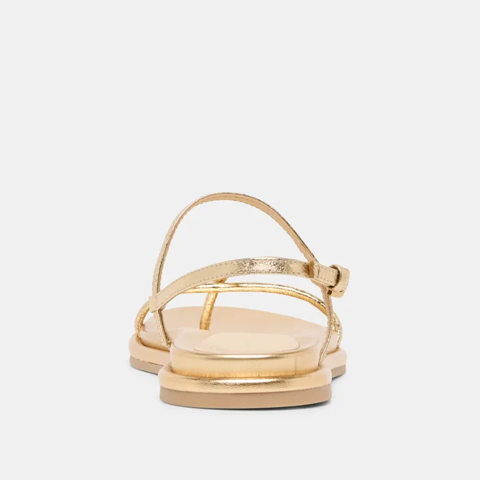 Dom Gold Distressed Leather Sandals — view 9