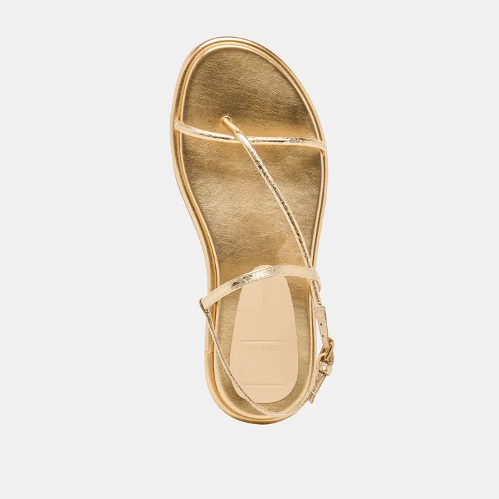 Dom Gold Distressed Leather Sandals — view 10