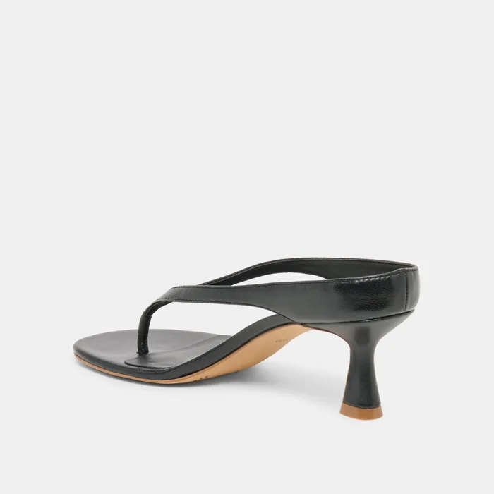 Doreen Black Leather Heels — view 8