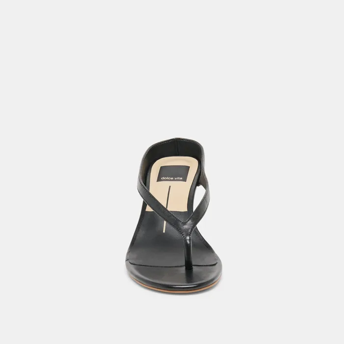 Doreen Black Leather Heels — view 9