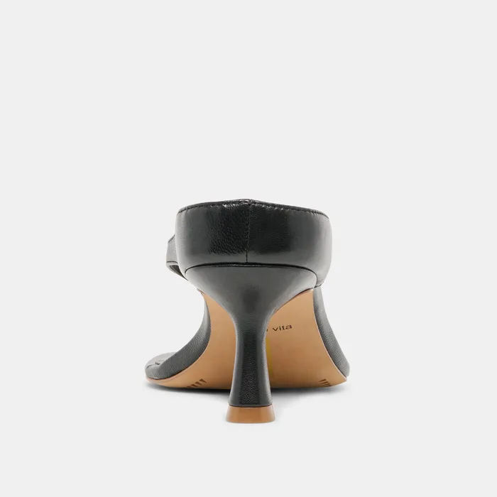 Doreen Black Leather Heels — view 10