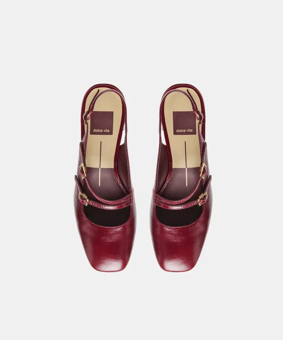 DRIAH Oxblood Leather Mary-Jane Block Heels — view 4