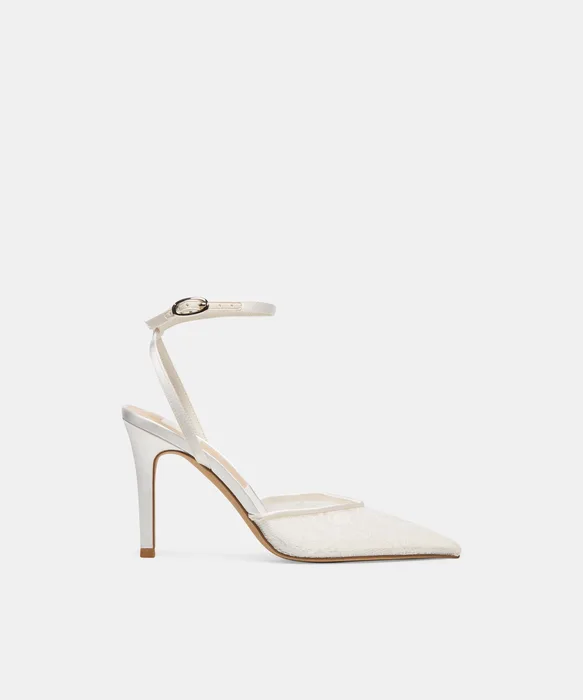 ELARA White Lace Closed-Toe Bridal Heels — view 2