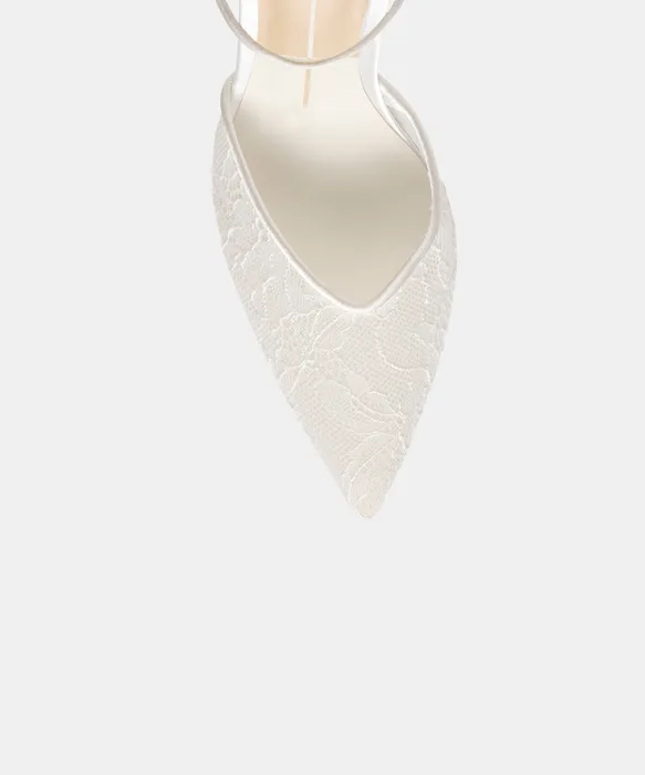 ELARA White Lace Closed-Toe Bridal Heels — view 4