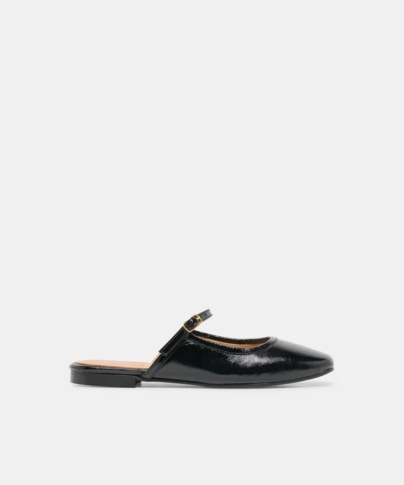 ELIO Black Leather Slip-On Mary-Jane Flats — view 2