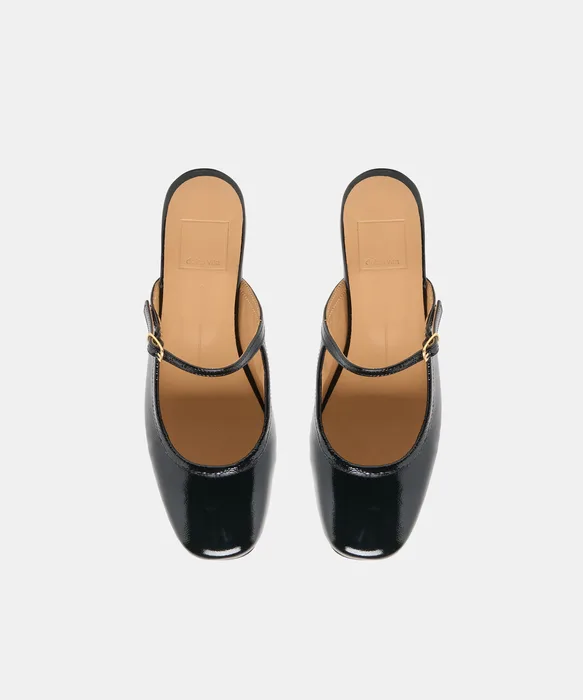 ELIO Black Leather Slip-On Mary-Jane Flats — view 4
