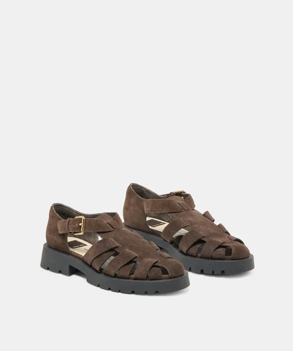 ELSAH Espresso Suede Fisherman Closed-Toe Flats — view 3
