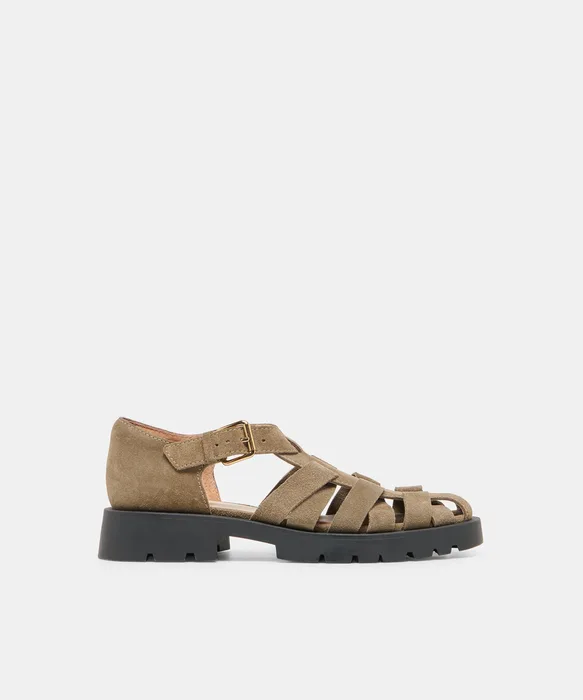 ELSAH Olive Suede Fisherman Closed-Toe Flats — view 2