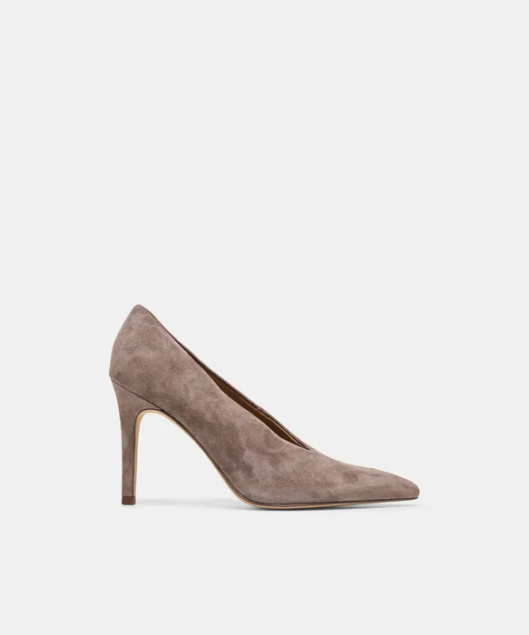 EMANI Dove Suede Stiletto Closed-Toe Heels — view 2