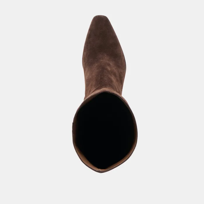 Emmi Narrow Calf Dk Brown Suede Boots — view 9