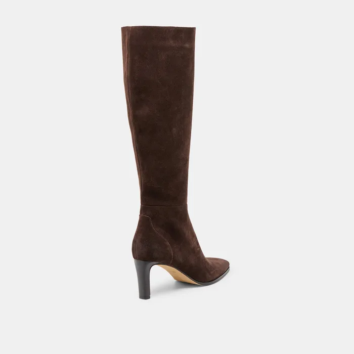 Emmi Dk Brown Suede Wide Calf Boots — view 4