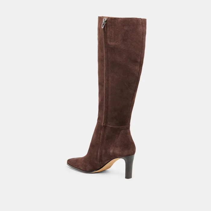 Emmi Dk Brown Suede Wide Calf Boots — view 6