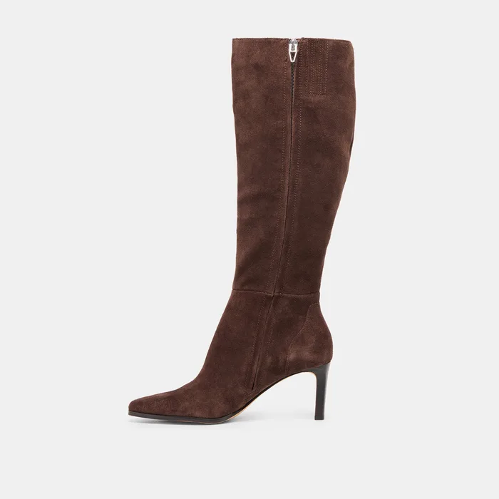 Emmi Dk Brown Suede Wide Calf Boots — view 7