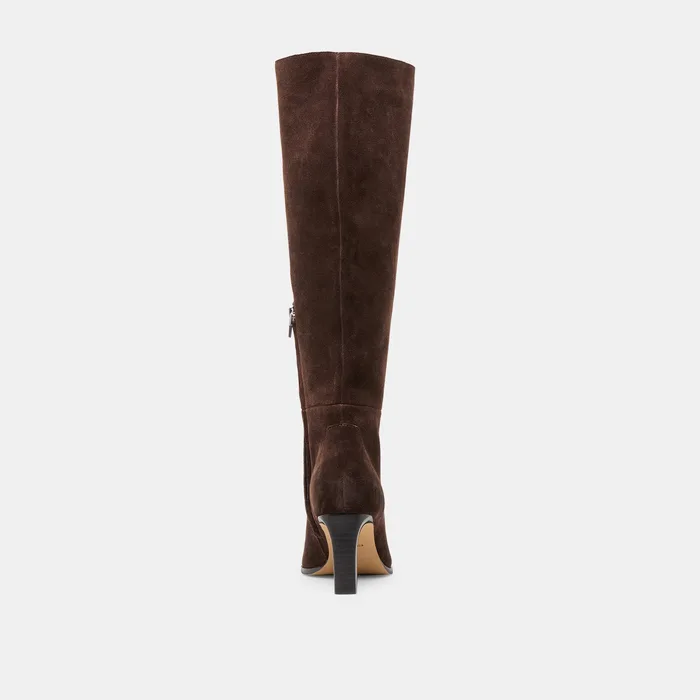 Emmi Dk Brown Suede Wide Calf Boots — view 9