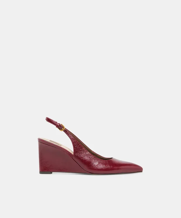 EVELAN Garnet Leather Pointed-Toe Slingback Wedges — view 2