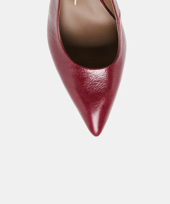 EVELAN Garnet Leather Pointed-Toe Slingback Wedges — view 4
