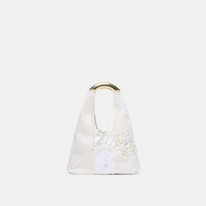 EVELISE White Pearl Satin Mini Handbag — view 2