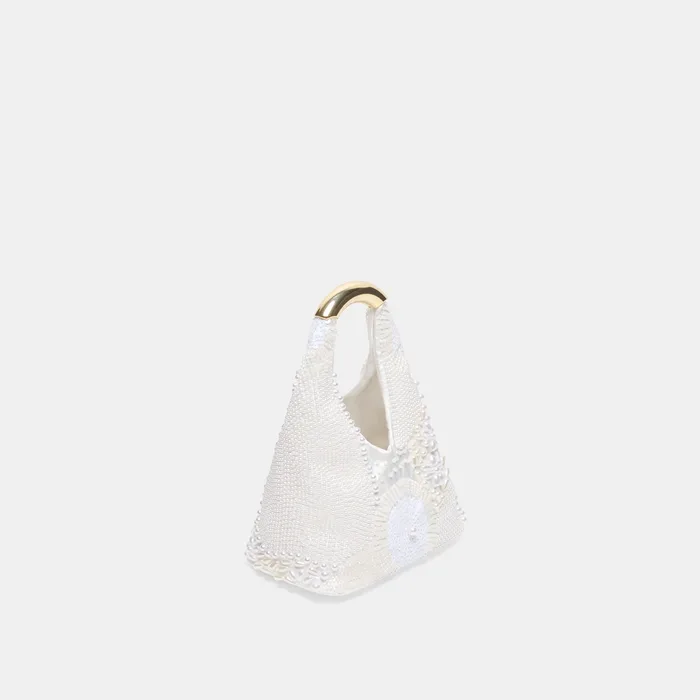 EVELISE White Pearl Satin Mini Handbag — view 4