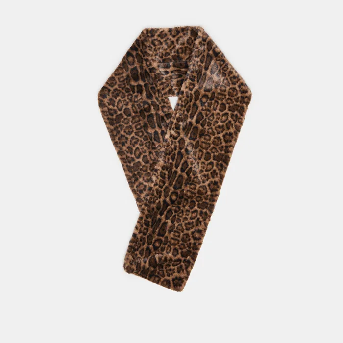 Faux Fur Leopard Oblong Pull-Through Scarf — view 2