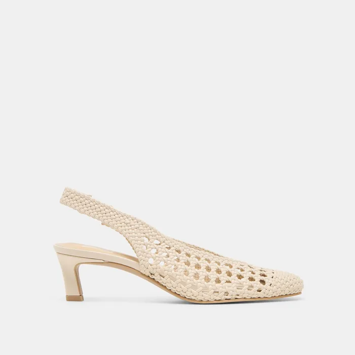 Fawne Creme Woven Stella Heels — view 2