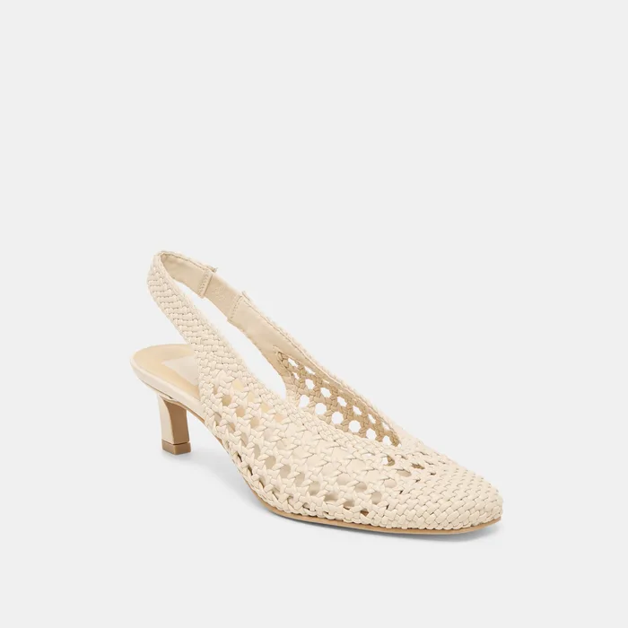 Fawne Creme Woven Stella Heels — view 3