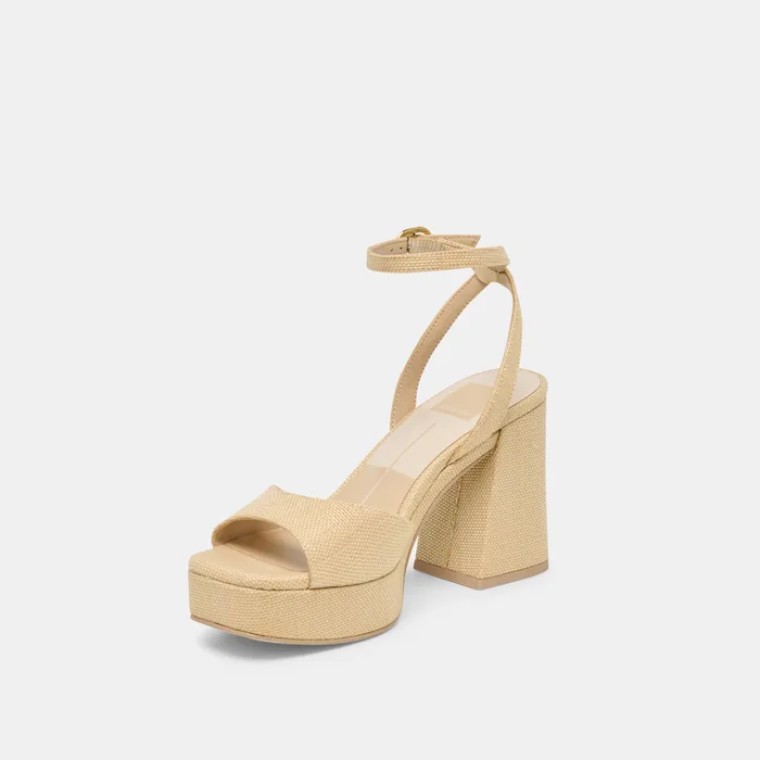 Felica Natural Raffia Heels — view 5