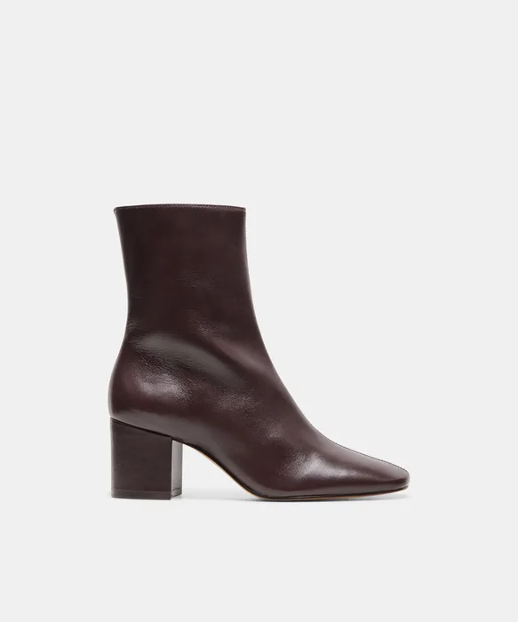 FEYA Black Cherry Leather Block-Heeled Ankle Booties — view 2