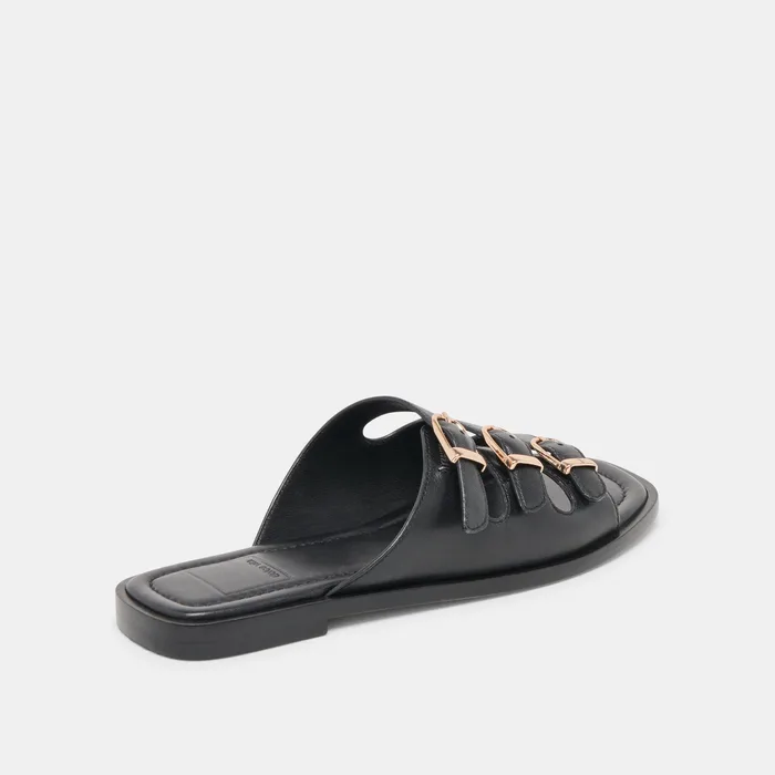 Fin Black Leather Sandals — view 4