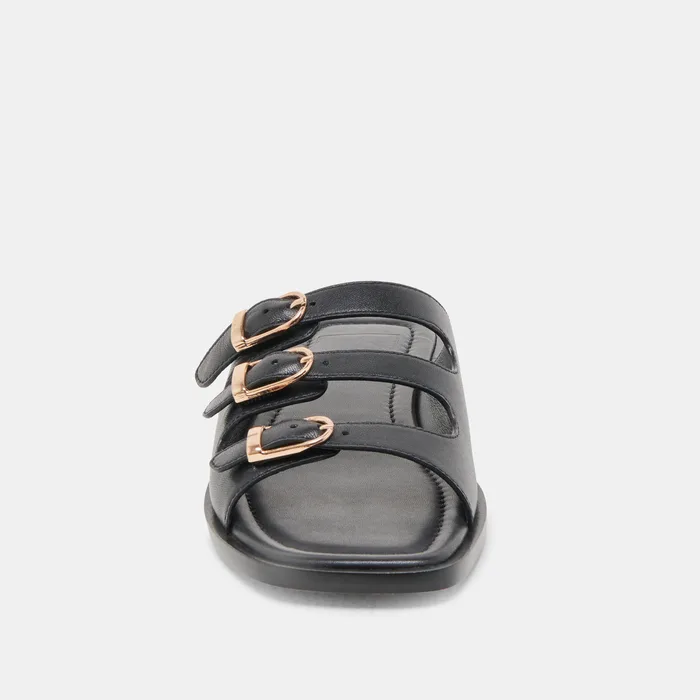 Fin Black Leather Sandals — view 7