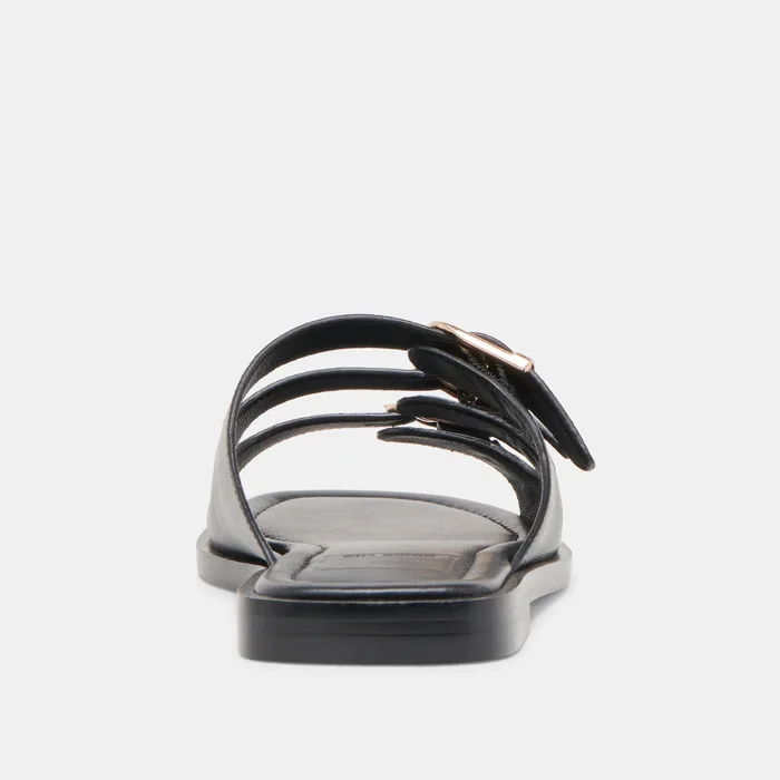 Fin Black Leather Sandals — view 8