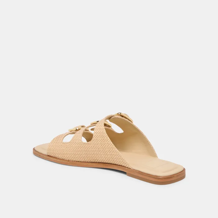 FIN Sand Raffia Open-Toe Slide Sandals — view 6