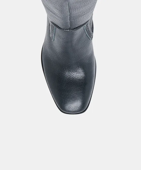 FUEGO Black Leather Block-Heel Knee-High Boots — view 4