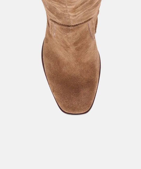 FUEGO Cocoa Suede Block-Heel Knee-High Boots — view 4