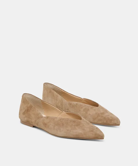 Gema Taupe Suede Flats — view 3