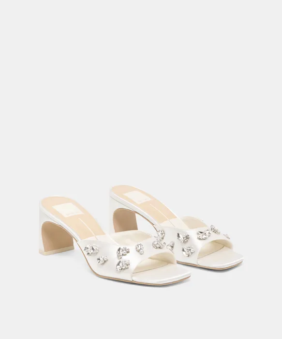 GENENE RHINESTONE White Satin Bridal Heels — view 3