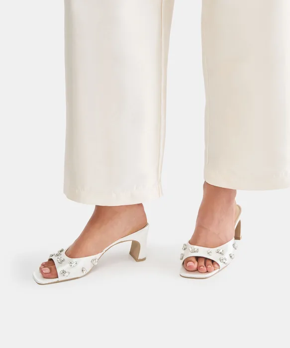 GENENE RHINESTONE White Satin Bridal Heels — view 5