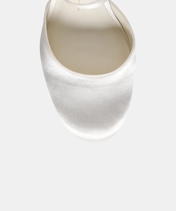 GERO True White Satin Closed-Toe Bridal Platform Heels — view 4