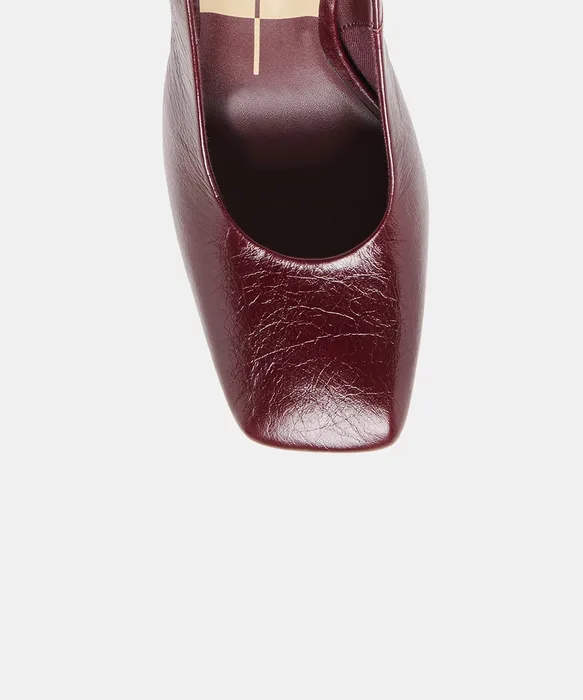 GESSIA Oxblood Crinkle Patent Closed-Toe Slingback Heels — view 4