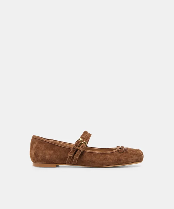GIBSEN Cocoa Suede Mary-Jane Ballet Flats — view 2