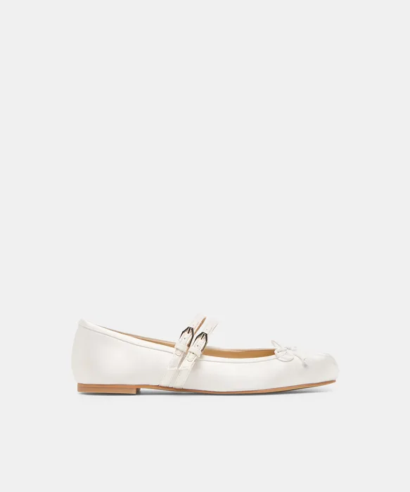 Gibsen True White Satin Ballet Flats — view 2