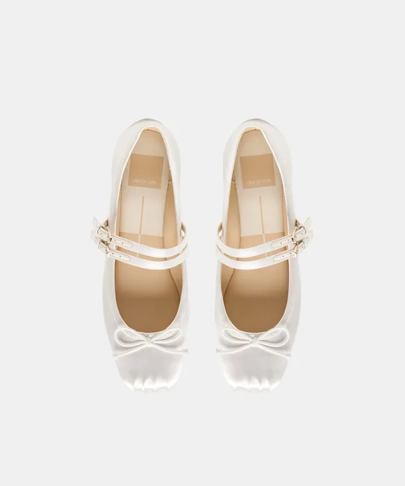 Gibsen True White Satin Ballet Flats — view 4