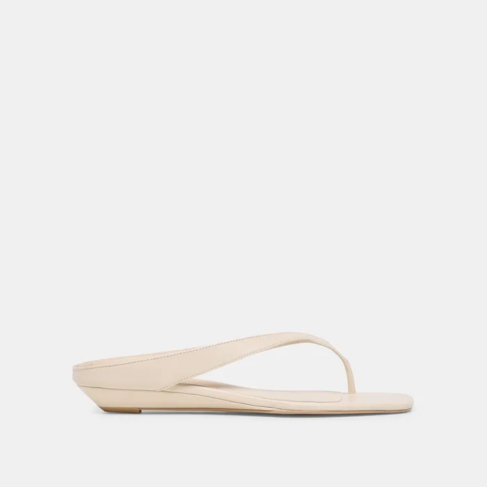 GIZEL Bone Leather Thong Square-Toe Sandals — view 2
