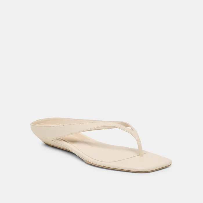GIZEL Bone Leather Thong Square-Toe Sandals — view 4