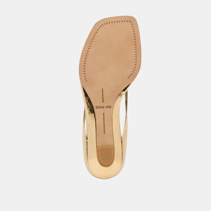 GIZEL SANDALS GOLD CRINKLE PATENT