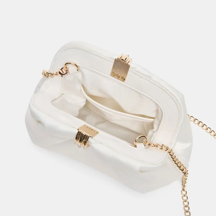 GLEAM CLUTCH WHITE SATIN