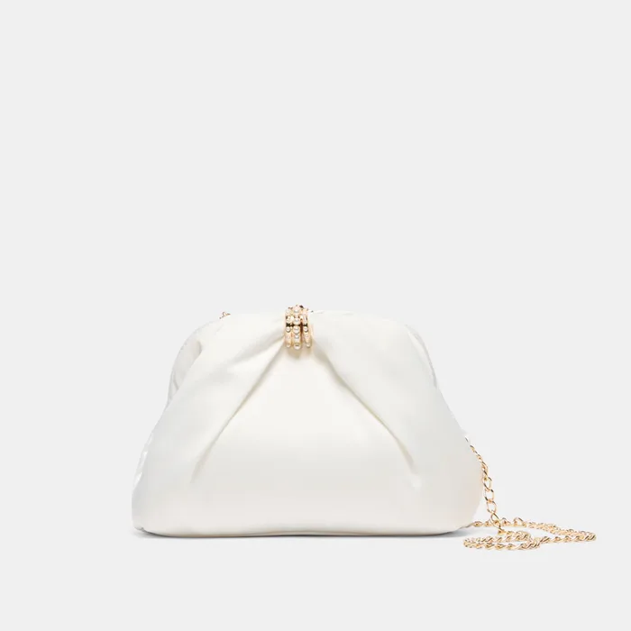 GLEAM White Satin Bridal Clutch — view 2