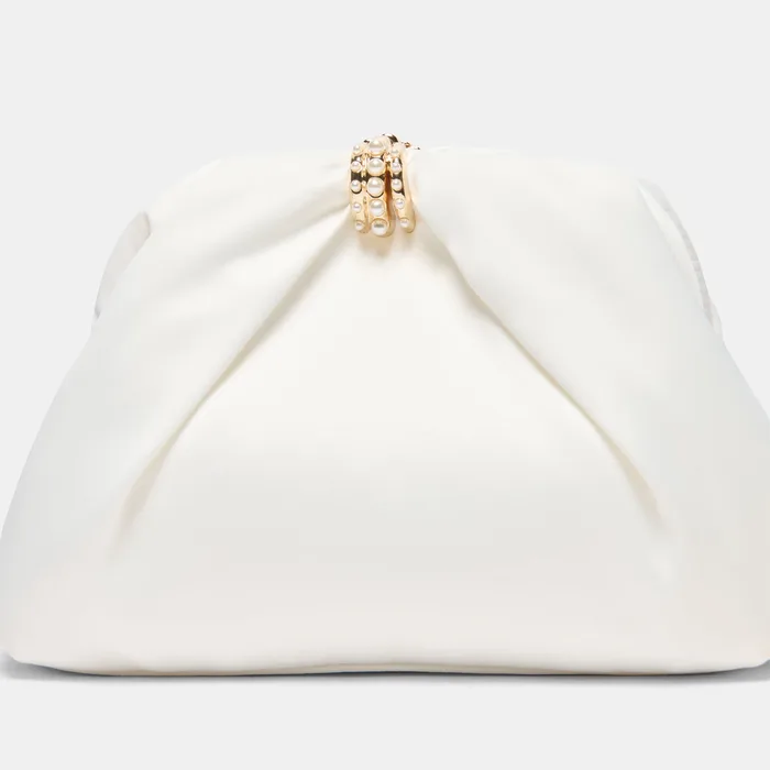 GLEAM White Satin Bridal Clutch — view 4