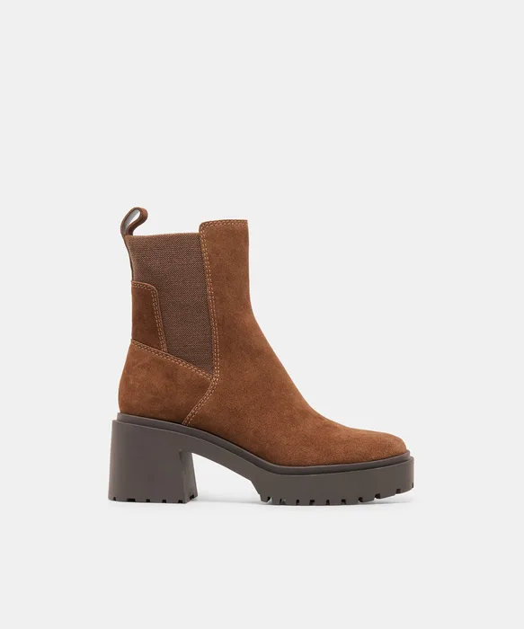 GRIZLY H2O Waterproof Cocoa Suede Block-Heel Boots — view 2