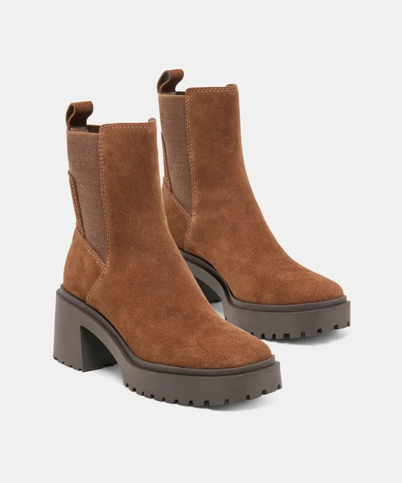 GRIZLY H2O Waterproof Cocoa Suede Block-Heel Boots — view 3