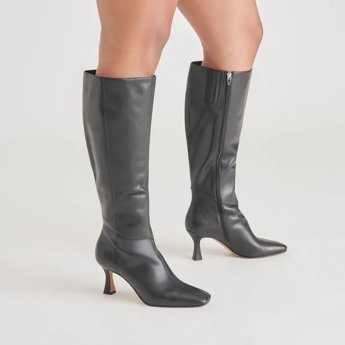 Gyra Wide Calf Black Leather Boots — view 9